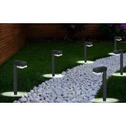 Set 12 Lampi solare LED pentru gradina Cap Rotund cu picior 30cm