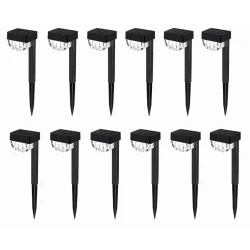 Set 12 Lampi solare LED pentru gradina Cap Rotund cu picior 30cm