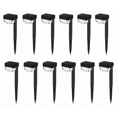 Set 12 Lampi solare LED pentru gradina Cap Rotund cu picior 30cm