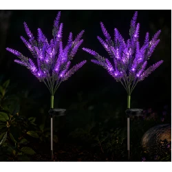 Set 2 Lampi solare LED tip LAVANDA pentru gradina iluminare decorativa exterior
