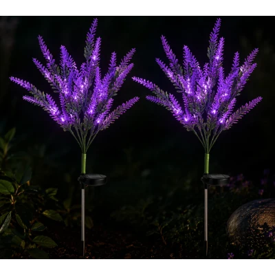 Set 2 Lampi solare LED tip LAVANDA pentru gradina iluminare decorativa exterior