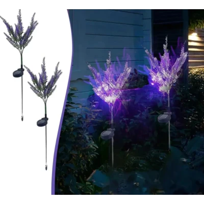 Set 2 Lampi solare LED tip LAVANDA pentru gradina iluminare decorativa exterior