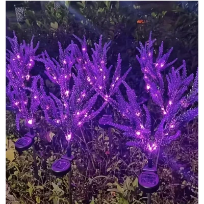 Set 2 Lampi solare LED tip LAVANDA pentru gradina iluminare decorativa exterior