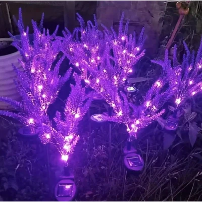 Set 2 Lampi solare LED tip LAVANDA pentru gradina iluminare decorativa exterior