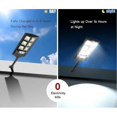 Lampa stradala LED solara cu panou fotovoltaic telecomanda 100W cu 6 casete