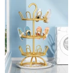 Suport Rotativ pentru uscare Incaltaminte 3 Niveluri metalic rotire 360 design vertical auriu