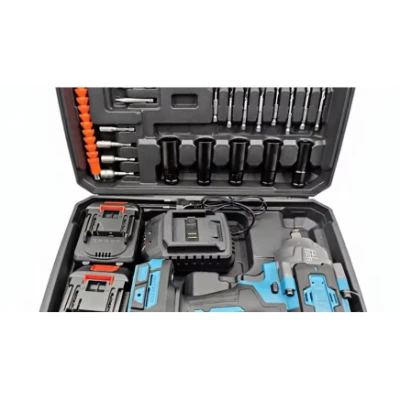 Trusa Pistol de impact electric cu 2 acumulatori si accesorii incluse