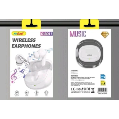 Casti wireless Bluetooth Andowl Q BQ11 cu touch control carcasa de incarcare sunet stereo