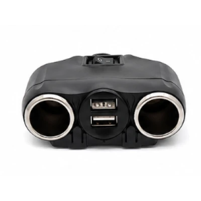 Splitter priza auto Andowl Q CA55 cu 2 mufe bricheta + 2xUSB 120W cu intrerupator 12V/24V