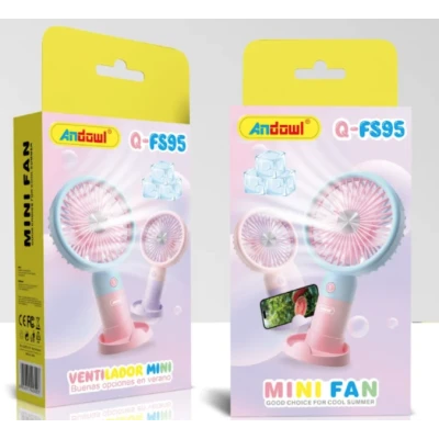 Mini ventilator Andowl Q FS95 cu suport telefon mobil