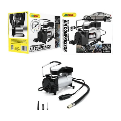 Compresor auto 12V Andowl Q DQ993 de 150 PSI 35L/min cu manometru analogic alimentare la bricheta