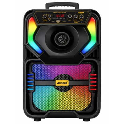 Boxa portabila Bluetooth Andowl Q YX808 de 8 inch RGB microfon inclus telecomanda karaoke bass puternic