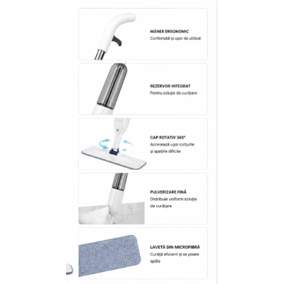 Mop multifunctional Andowl Q XC53 rotativ cu pulverizare mop 360 pentru curatare eficienta
