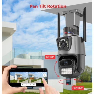 Camera de supraveghere dubla WIFI G900 Ultra HD zoom 5X rotire LED comunicare bidirectionala alarma