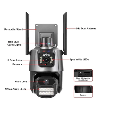 Camera de supraveghere dubla WIFI G900 Ultra HD zoom 5X rotire LED comunicare bidirectionala alarma