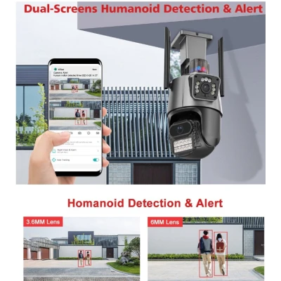Camera de supraveghere dubla WIFI G900 Ultra HD zoom 5X rotire LED comunicare bidirectionala alarma
