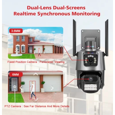 Camera de supraveghere dubla WIFI G900 Ultra HD zoom 5X rotire LED comunicare bidirectionala alarma