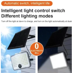 Proiector solar LED Exterior 600W IP65 cu panou separat cu senzor de miscare puternic
