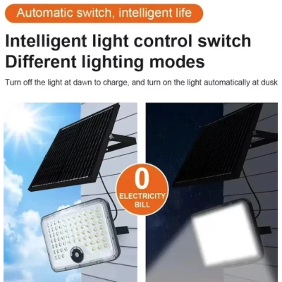 Proiector solar LED Exterior 400W IP65 cu panou separat cu senzor de miscare puternic