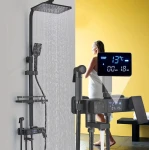 Coloana de dus Premium cu afisaj digital LCD 5 functii design modern profesional NEGRU