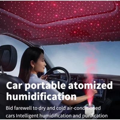 Umidificator si difuzor ultrasonic  de ulei esential Q JS09 cu lumina de noapte si proiector de stele capacitate 280ml
