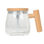 Cana pentru cafea cu mixer sticla/lemn capacitate 400 ml