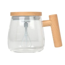 Cana pentru cafea cu mixer sticla/lemn capacitate 400 ml