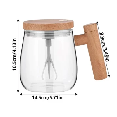 Cana pentru cafea cu mixer sticla/lemn capacitate 400 ml