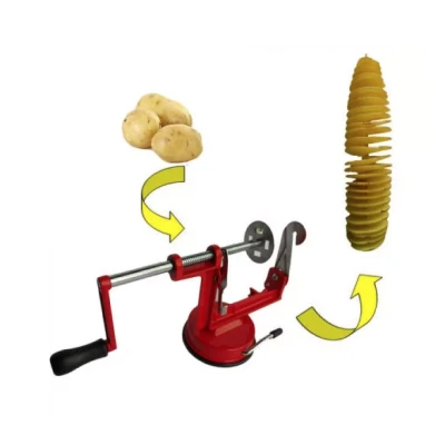 Aparat pentru feliat legume si fructe in spirala rezistent usor de folosit Rosu