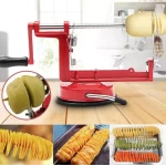 Aparat pentru feliat legume si fructe in spirala rezistent usor de folosit Rosu