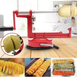 Aparat pentru feliat legume si fructe in spirala rezistent usor de folosit Rosu