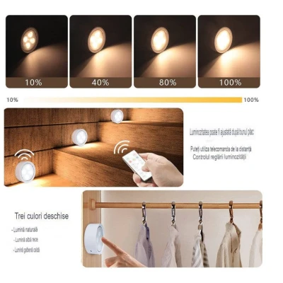 Lampa Led fara fir cu baterii 3 culori de lumina cu telecomanda din plastic Alb