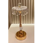 Lampa de masa 09 eleganta model cristal cu baza aurie design premium cu franjuri decorative