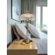Lampa de masa 09 eleganta model cristal cu baza aurie design premium cu franjuri decorative