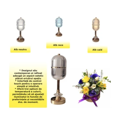 Lampa LED 22 decorativa lumina ambientala control touch 3 temperaturi de culoare