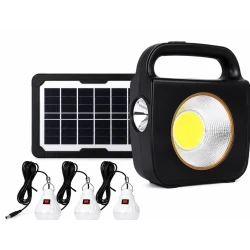 Kit solar pentru Iluminat CC002 1 cu Panou si 3 Becuri putere 100W