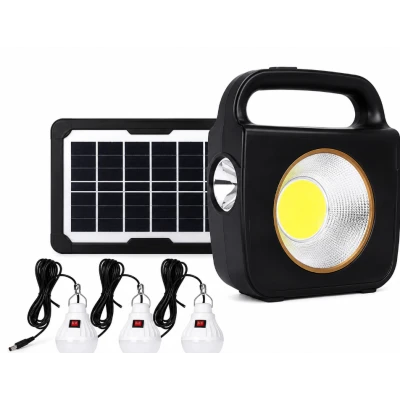 Kit solar pentru Iluminat CC002 1 cu Panou si 3 Becuri putere 100W