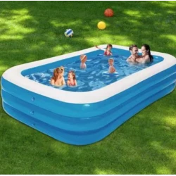 Piscina gonflabila pentru copii si adulti PVC 210x140 cu inaltime de 56 cm albastru/alb