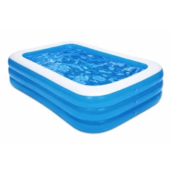 Piscina gonflabila pentru copii si adulti PVC 210x140 cu inaltime de 56 cm albastru/alb