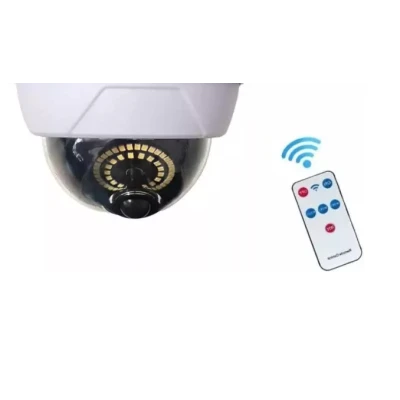 Camera falsa solara tip glob 55 LED control din telecomanda senzor de miscare Alba