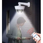 Camera falsa solara tip glob 55 LED control din telecomanda senzor de miscare Alba