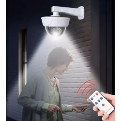 Camera falsa solara tip glob 55 LED control din telecomanda senzor de miscare Alba