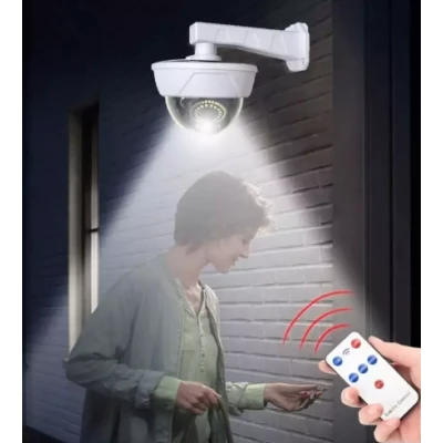 Camera falsa solara tip glob 55 LED control din telecomanda senzor de miscare Alba