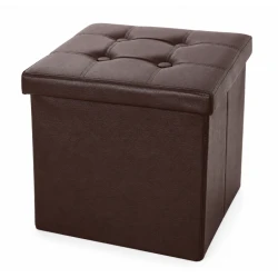 Cutie pliabila pentru depozitare tip taburet MARO cu model 38x35x30 cm PATRATA imitatie PIELE
