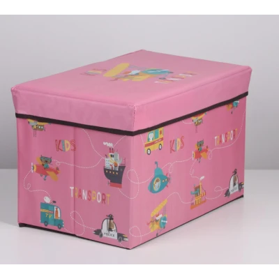 Cutie pliabila pentru depozitare tip taburet ROZ 48x31x31 cm cu desene dreptunghiulara