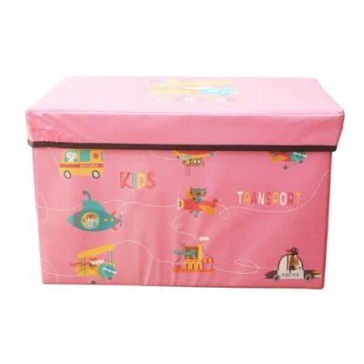 Cutie pliabila pentru depozitare tip taburet ROZ 48x31x31 cm cu desene dreptunghiulara