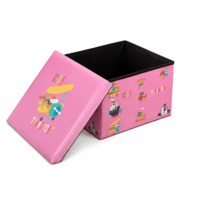 Cutie pliabila pentru depozitare tip taburet ROZ 48x31x31 cm cu desene dreptunghiulara