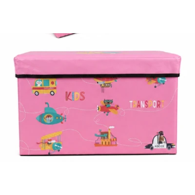 Cutie pliabila pentru depozitare tip taburet ROZ 48x31x31 cm cu desene dreptunghiulara