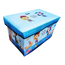 Cutie pliabila pentru depozitare tip taburet ALBASTRA 48x31x31 cm cu PIRATI dreptunghiulara