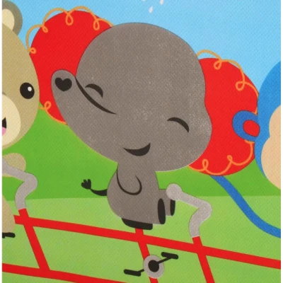 Cutie pliabila pentru depozitare tip taburet ALBASTRA 48x31x31 cm cu ANIMALE dreptunghiulara